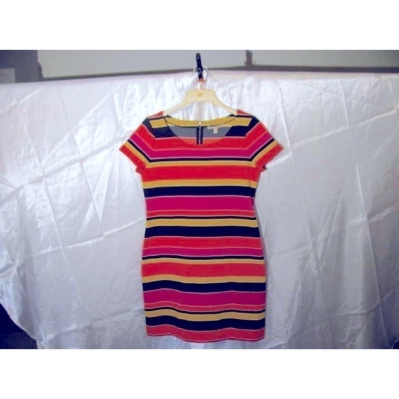 Gap Sheath, Bright Women size 12 Classic to knee zipped back short sleeve - Picture 1 of 10